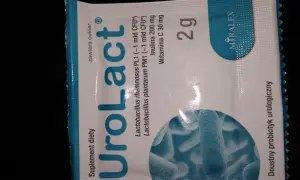 Opakowanie suplementu diety UroLact z probiotykami i witaminą C. Zawiera 2g.