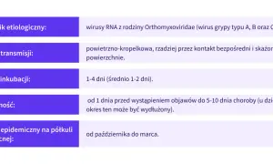 Wirusy grypy typu A, B i C powodują chorobę przenoszoną drogą kropelkową. Okres inkubacji to 1-4 dni.